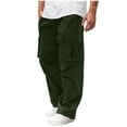 thumbnail image 1 of cocolona Mens Summer Casual Cargo Pants Elastic Waist Straight Wide Leg Outdoor Hiking Pants with Pockets, 1 of 5