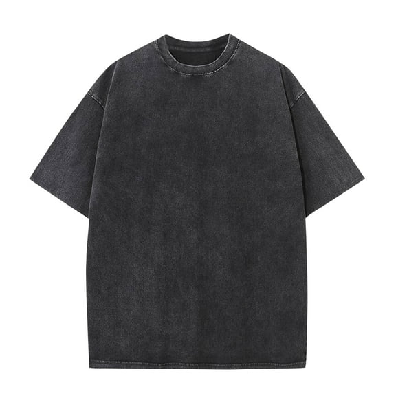 cocolona Mens Summer Casual Crew Neck T-shirt Fashion Solid Color Loose Short Sleeve Tops Trendy Comfy Vintage Tees Blouses Black 2XL