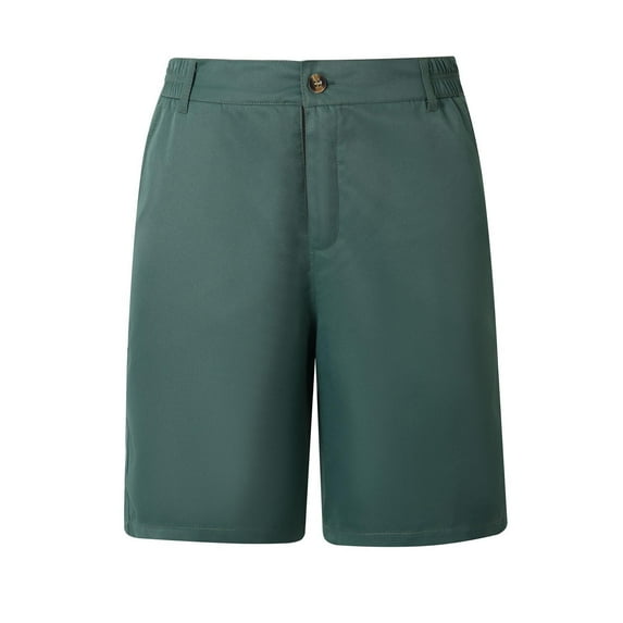cocolona Mens Summer Casual Golf Shorts Elastic Waist Button Zipper Straight Chino Work Shorts with Pockets