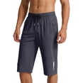 thumbnail image 1 of cocolona Mens Summer Casual Ice Athletic Capri Pants Elastic Waist Straight Wide Leg Workout Gym Running Cropped Pants with Pockets, 1 of 5