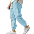 thumbnail image 1 of cocolona Mens Summer Casual Jogger Pants Elastic Waist Drawstring Straight Beach Pants with Pockets, 1 of 5