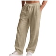 thumbnail image 1 of cocolona Mens Summer Casual Linen Pants Elastic Waist Drawstring Wide Leg Lounge Beach Pants with Pockets, 1 of 5