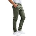 thumbnail image 1 of cocolona Mens Summer Casual Slim Work Pants Solid Color Button Zipper Waist Straight Pants with Pockets, 1 of 4