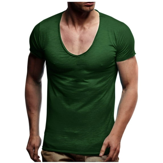 cocolona Mens Summer Casual T-shirts Crew Neck Short Sleeve Slim Tops Fashion Solid Color Lightweight Comfy Tees Blouse Army Green XL