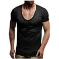 thumbnail image 1 of cocolona Mens Summer Casual T-shirts Crew Neck Short Sleeve Slim Tops Fashion Solid Color Lightweight Comfy Tees Blouse Black XL, 1 of 6