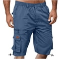 thumbnail image 1 of cocolona Mens Summer Knee Length Cargo Shorts Button Zipper Waist Straight Outdoor Hiking Shorts with Pockets, 1 of 5