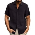 thumbnail image 1 of cocolona Mens Summer Linen Shirts Fashion Button Turndown Collar Short Sleeve Tops Casual Loose Solid Color T-Shirts, 1 of 4