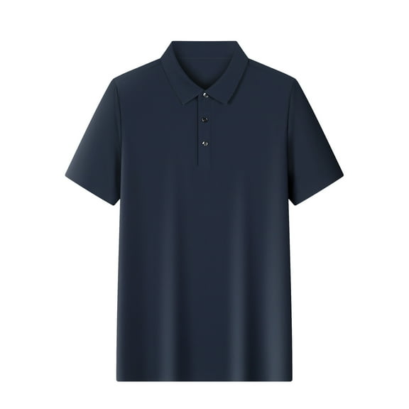 cocolona Mens Summer Short Sleeve Tops Fashion Button Turndown Collar Shirts Casual Loose Solid Color Tees Blouse