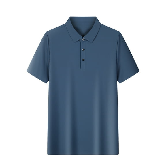 cocolona Mens Summer Short Sleeve Tops Fashion Button Turndown Collar Shirts Casual Loose Solid Color Tees Blouse