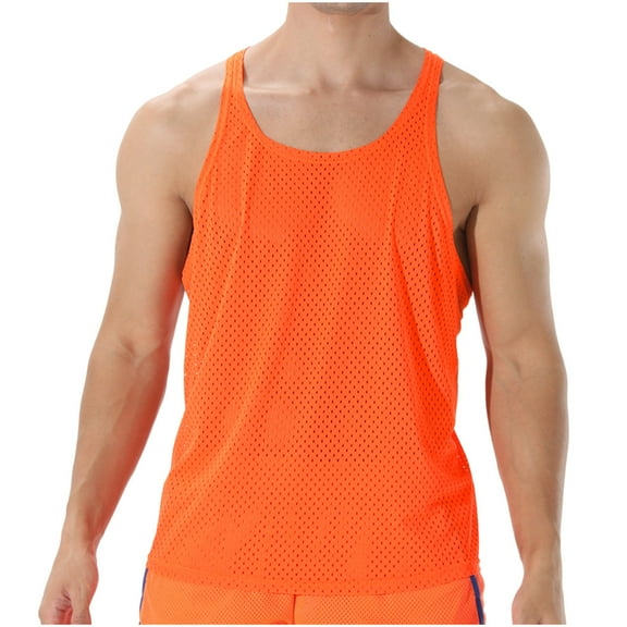 cocolona Mens Summer Sports Mesh Tank Tops Fashion Crew Neck Sleeveless Casual Solid Color Quick Dry Breathable Lightweight Gym Workout T-Shirts