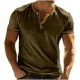 thumbnail image 1 of cocolona Mens Summer Sports Short Sleeve T-Shirts Fashion Button Crew Neck Casual Color Block Tops, 1 of 1