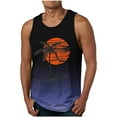 thumbnail image 1 of cocolona Mens Summer Tank Tops Crew Neck Sleeveless Workout Shirts Hawaiian Beach Gradient Palm Tree Print Tank Tops, 1 of 1