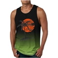 thumbnail image 1 of cocolona Mens Summer Tank Tops Crew Neck Sleeveless Workout Shirts Hawaiian Beach Gradient Palm Tree Print Tank Tops, 1 of 1