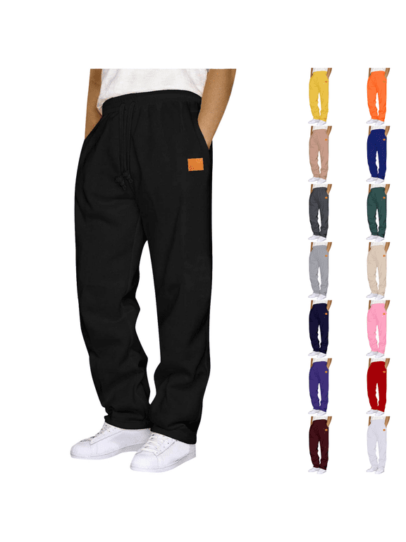 Mens Baggy Sweatpants Fashion Casual Straight Leg Open Bottom Pants Running Workout Joggers with Pockets