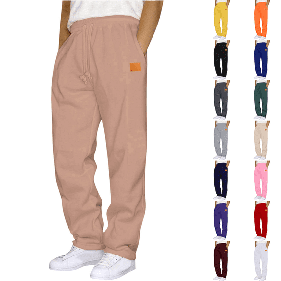 cocolona Mens Baggy Sweatpants Fashion Casual Straight Leg Open Bottom Pants Running Workout Joggers with Pockets