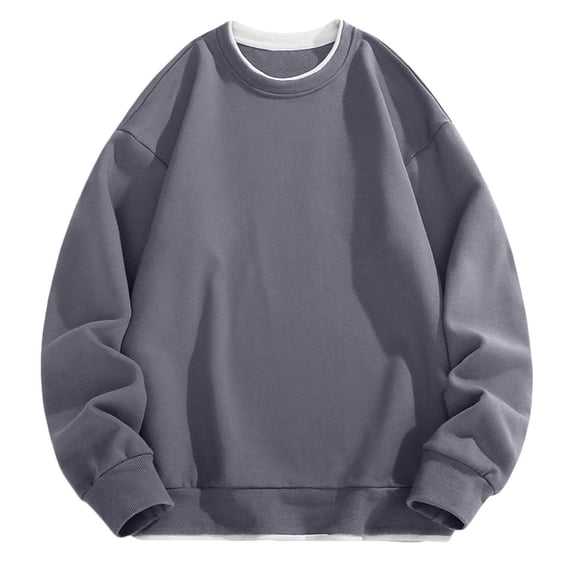 cocolona Mens Sweatshirts Crewneck Long Sleeve Oversized Shirts Fall Fashion Solid Color Pullover Tops