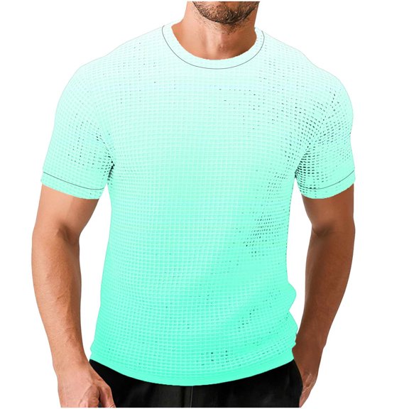 cocolona Mens T-Shirts Summer Short Sleeve Crew Neck Tops Basic Tees Fashion Casual Gradient Color Blouses