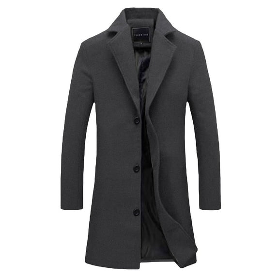 cocolona Mens Trench Coat Winter Long Sleeve Casual Long Jacket Warm Comfy Overcoat Fashion Solid Color Pea Coat wih Pockets