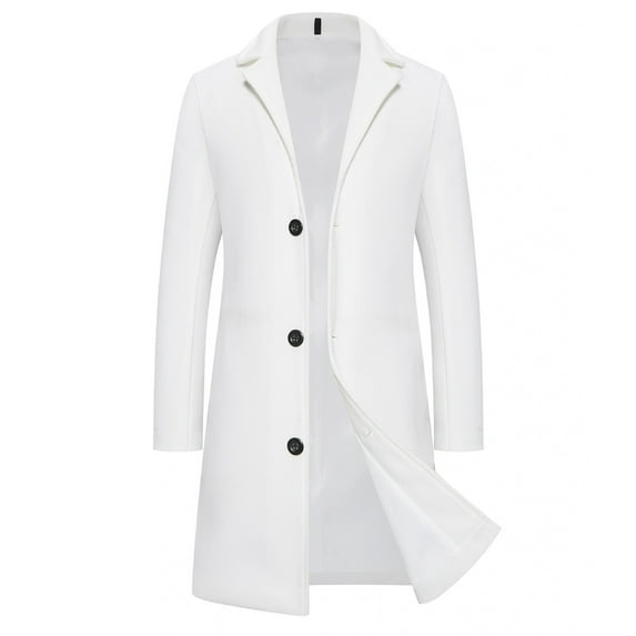 cocolona Mens Trench Coat Winter Long Sleeve Casual Long Jacket Warm Comfy Overcoat Fashion Solid Color Pea Coat wih Pockets
