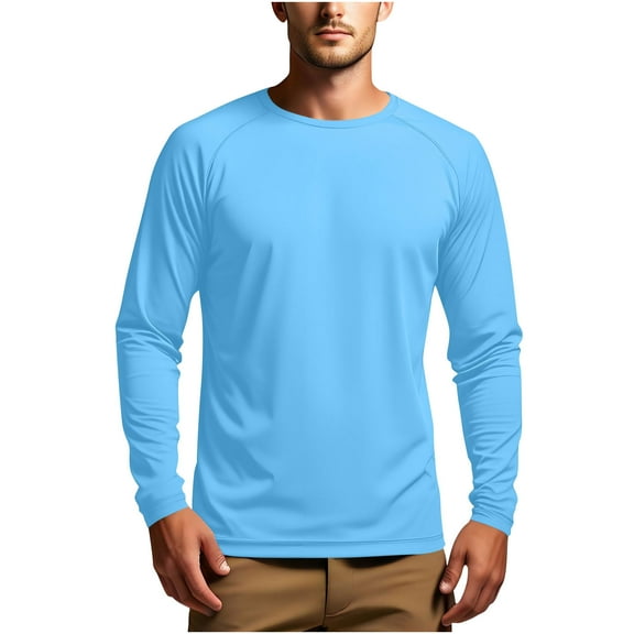 cocolona Mens UPF 50+ Sun Protection Shirts Outdoor Fishing Hiking Shirts Running Athletic Long Sleeve T-shirt Lightweight Pullover Tops