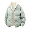 thumbnail image 1 of cocolona Mens Winter Fleece Coat Long Sleeve Stand-up Collar Zipper Puffer Jacket Thickened Warm Casual Down Jacket with Pocket, 1 of 8