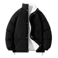 thumbnail image 1 of cocolona Mens Winter Fleece Warm Coat Fashion Casual Solid Color Puffer Jacket Long Sleeve Stand Collar Down Jacket with Pockets, 1 of 4