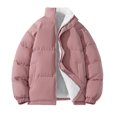 thumbnail image 1 of cocolona Mens Winter Fleece Warm Coat Fashion Casual Solid Color Puffer Jacket Long Sleeve Stand Collar Down Jacket with Pockets, 1 of 3