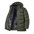 thumbnail image 1 of cocolona Mens Winter Thickened Warm Fleece Coat Long Sleeve Stand-up Collar Zipper Puffer Jacket Fashion Solid Color Down Jacket with Detachable Hooded, 1 of 9
