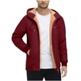 thumbnail image 1 of cocolona Mens Zip Up Hoodies Winter Warm Fleece Lined Sweatshirts Jackets Fashion Solid Color Coats Long Sleeve Drawstring Tops, 1 of 9