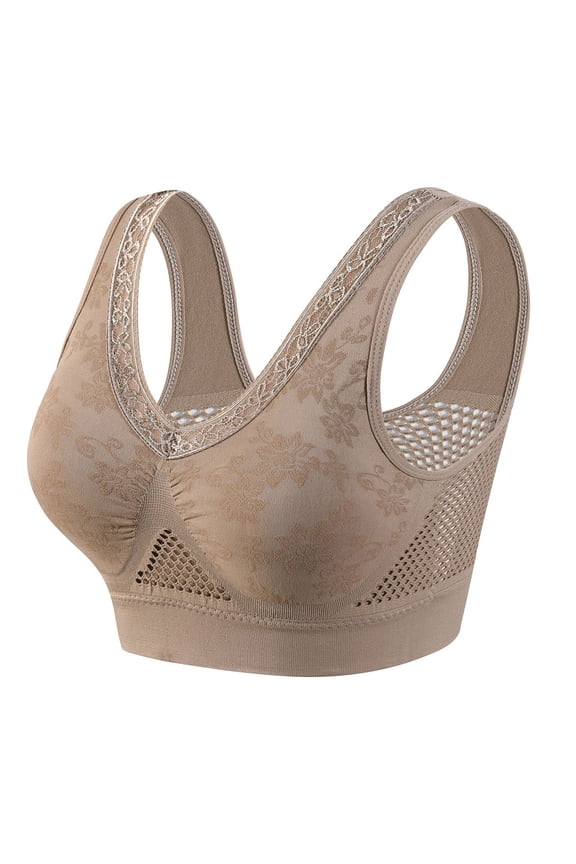Middle Aged and Elderly Bras Womens Stretch Light Mesh Breathable Yoga Sports Bras Wireless Daily Bras