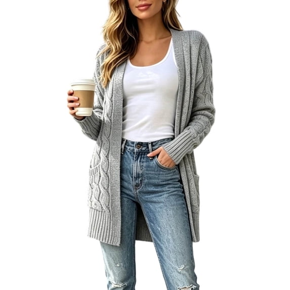 cocolona Oversized Cardigan Sweaters for Women Casual Long Sleeve Cable Knit Sweater Open Front Solid Color Fall Sweater