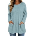 thumbnail image 1 of cocolona Oversized Sweaters for Women Solid Color Long Sleeve Casual Crew Neck Tops Tunic Loose Blouses With Pockets, 1 of 6