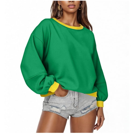 cocolona Oversized Sweatshirts for Women Fashion Casual Color Block Pullover Tops Fall Long Sleeve Crewneck Sweatshirts