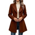 thumbnail image 1 of cocolona Pea Coats for Women Solid Color Elegant Notched Lapel Single Breasted Overcoat Slim Fit Pleated Hem Long Jacket, 1 of 7