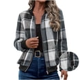 thumbnail image 1 of cocolona Plaid Jackets for Women Casual Loose Long Sleeve Zip Up Jacket Coat Fall Winter Trendy Outwear with Pockets, 1 of 8