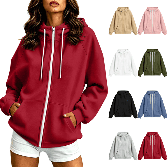 cocolona Plus Size Hoodies for Women Casual Long Sleeve Zipper Sweatshirts Oversized Hooded Drawstring Fall Soft Jackets with Pockets