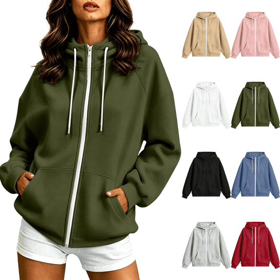 cocolona Plus Size Hoodies for Women Casual Long Sleeve Zipper Sweatshirts Oversized Hooded Drawstring Fall Soft Jackets with Pockets