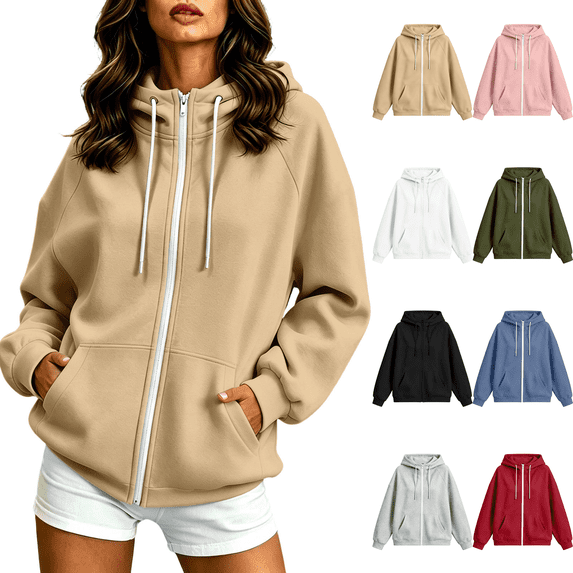 cocolona Plus Size Hoodies for Women Casual Long Sleeve Zipper Sweatshirts Oversized Hooded Drawstring Fall Soft Jackets with Pockets