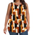 thumbnail image 1 of cocolona Plus Size Tank Tops for Women Summer Crew Neck Sleeveless Pleated Shirts Fashion Casual Cute Print Blouses, 1 of 7