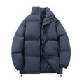thumbnail image 1 of cocolona Puffer Jacket for Men Winter Thickened Warm Coat Long Sleeve Stand-up Collar Zipper Down Jacket with Pocket, 1 of 3