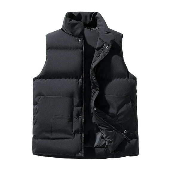 cocolona Puffer Vest for Men Sleeveless Stand Up Collar Down Jacket Winter Casual Solid Thickened Warm Coat with Pocket
