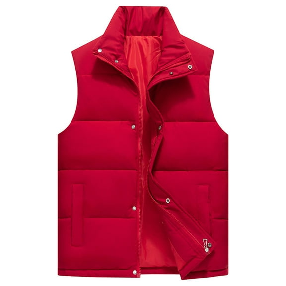 cocolona Puffer Vest for Men Sleeveless Stand Up Collar Down Jacket Winter Casual Thickened Warm Coat with Pocket