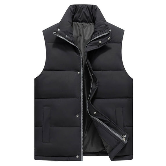 cocolona Puffer Vest for Men Sleeveless Stand Up Collar Down Jacket Winter Casual Thickened Warm Coat with Pocket