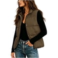 thumbnail image 1 of cocolona Puffer Vest for Women Stand Collar Zipper Snap Sleeveless Jacket Casual LightWeight Winter Warm Outerwear, 1 of 7