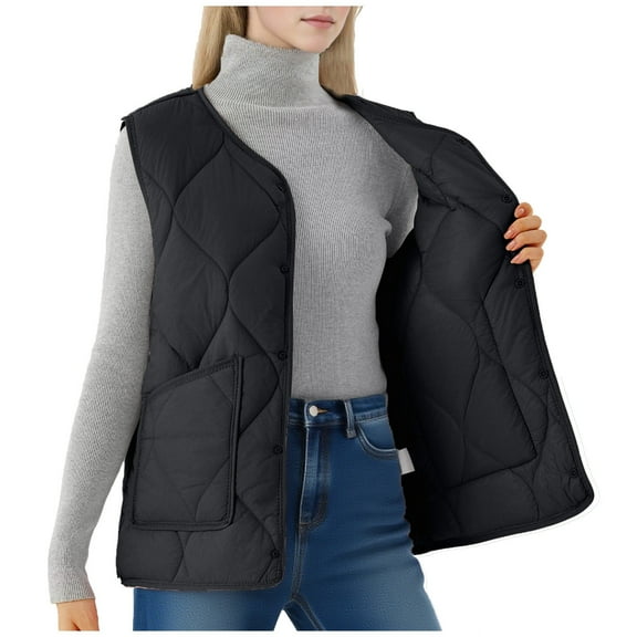 cocolona Puffer Vest for Women Thick Warm Button Sleeveless Quilted Jacket Casual Lightweight Puffer Coats Winter Outfits