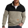 thumbnail image 1 of cocolona Quarter Zip Pullover Men Long Sleeve Half Zip Stand Collar Sweatshirts Fall Winter Fashion Color Block Tops with Pockets, 1 of 5