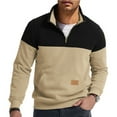 thumbnail image 1 of cocolona Quarter Zip Pullover Men Long Sleeve Half Zip Stand Collar Sweatshirts Fall Winter Fashion Color Block Tops with Pockets, 1 of 7