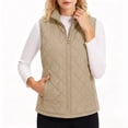 thumbnail image 1 of cocolona Quilted Vest for Women LightWeight Solid Color Basic Sleeveless Jacket Fall Winter Stand Collar Zipper Coat with Pocket, 1 of 6