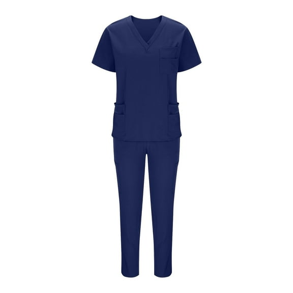 cocolona Scrubs for Women Set - V Neck Short Sleeve Scrubs Tops and Drawstring Pants Work Uniform Sets