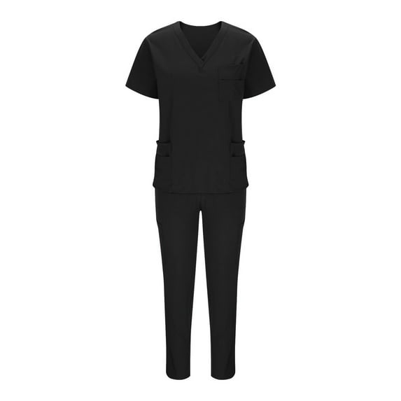 cocolona Scrubs for Women Set - V Neck Short Sleeve Scrubs Tops and Drawstring Pants Work Uniform Sets